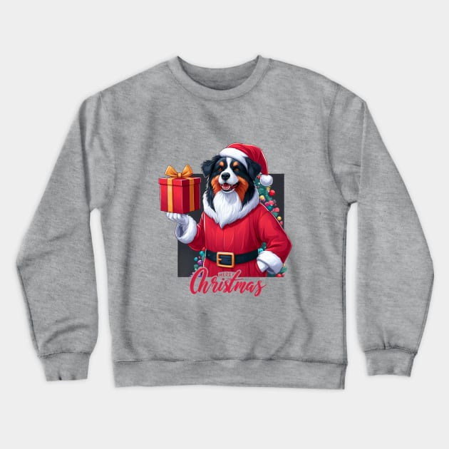 Christmas Black Tri Aussie Crewneck Sweatshirt by BukovskyART